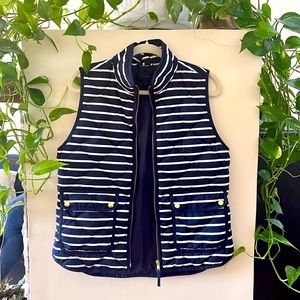 JCREW Style 02727 Navy Striped Quilted Vest